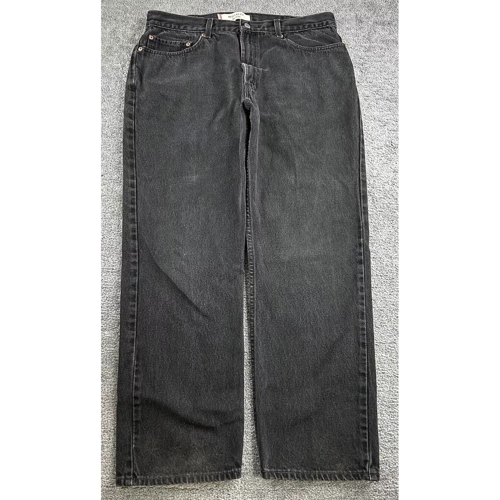 Levis 505 Regular Fit Jeans Mens 38x30 Black Straight Leg Denim Pants Vintage